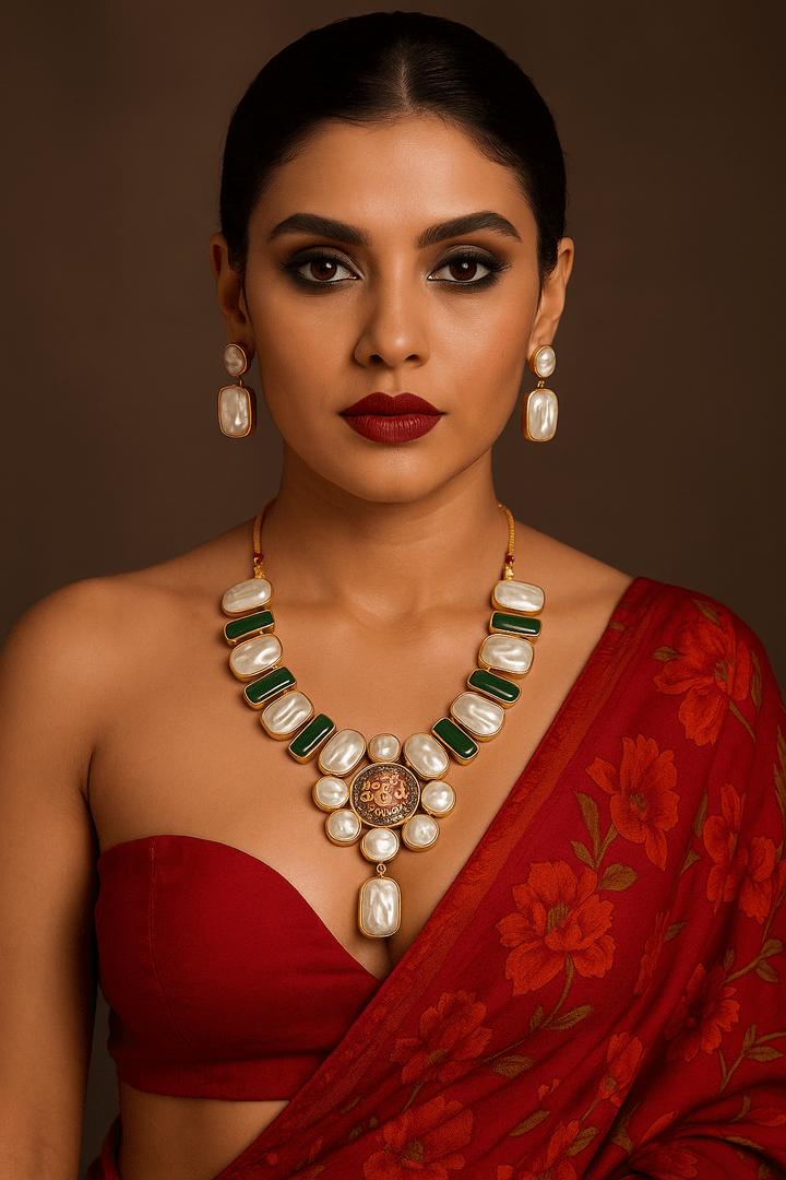 Tanjore Hand made Baroque pearl set