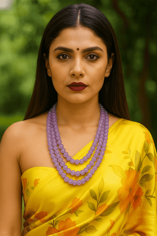 Swara pumpkin beads real stone mala