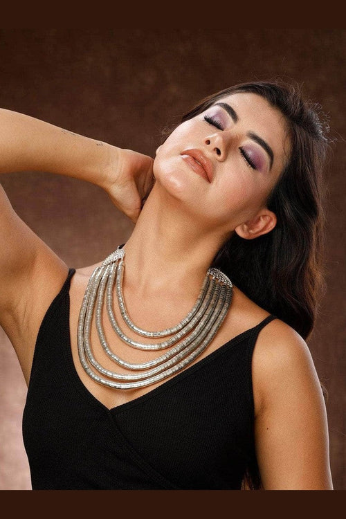 Rewa Spiral Necklace - Elegant Brass & Silver Jewelry