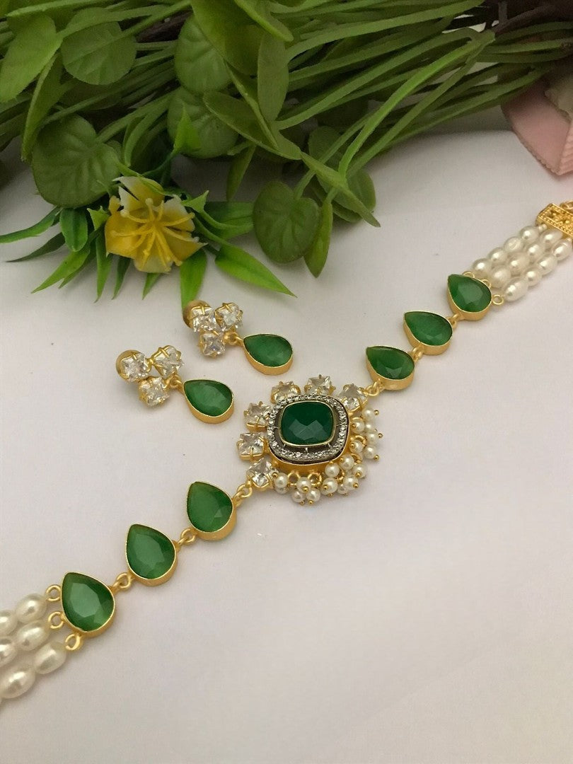 Vijisha real pearl choker set