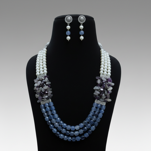 Semi Precious Digambari Mala Set - Unique Natural Stone Jewelry