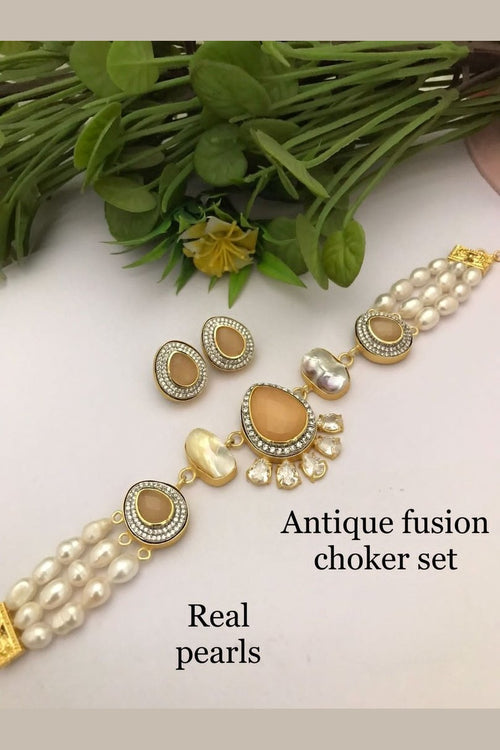 Leena Real Pearl Choker Set