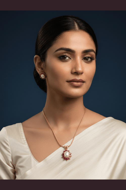 Real pearl Sanskruti sleek pendant set