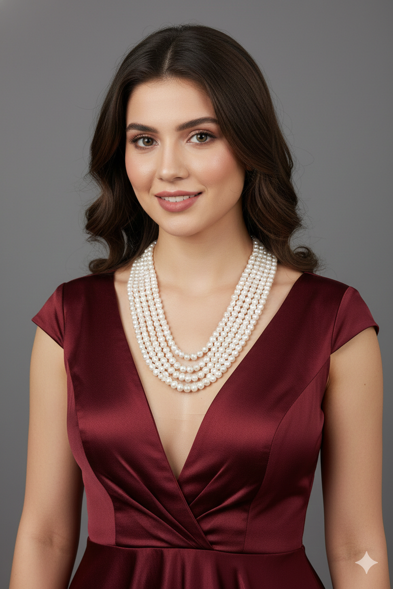 5 Layer Fresh Water Pearl Mala - Elegant Jewelry Piece