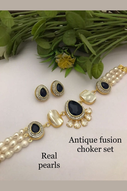 Leena Real Pearl Choker Set