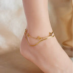 Shoperly AN-3-18k Gold Plated 316L Grade Stainless Steel PVD Coating (2.5 Microns) Waterproof Female Jewelle