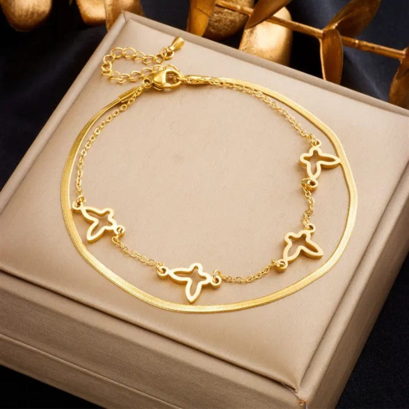 Shoperly AN-3-18k Gold Plated 316L Grade Stainless Steel PVD Coating (2.5 Microns) Waterproof Female Jewelle