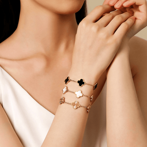 Shoperly B-57(BLACK/WHITE GOLD, BLACK AND WHITE AVAILABLE) 18k Gold Plated Stainless Steel Tarnish Free Waterproof Female Jewellery