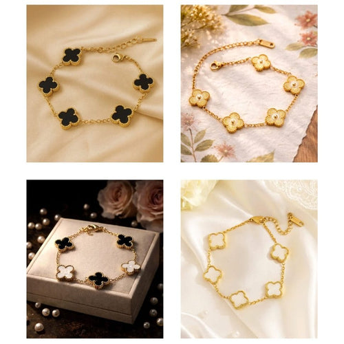 Shoperly B-57(BLACK/WHITE GOLD, BLACK AND WHITE AVAILABLE) 18k Gold Plated Stainless Steel Tarnish Free Waterproof Female Jewellery