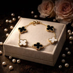 Shoperly B-57(BLACK/WHITE GOLD, BLACK AND WHITE AVAILABLE) 18k Gold Plated Stainless Steel Tarnish Free Waterproof Female Jewellery