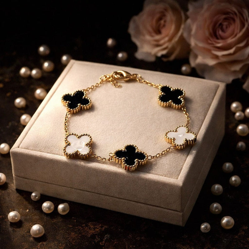Shoperly B-57(BLACK/WHITE GOLD, BLACK AND WHITE AVAILABLE) 18k Gold Plated Stainless Steel Tarnish Free Waterproof Female Jewellery