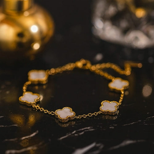Shoperly B-57(BLACK/WHITE GOLD, BLACK AND WHITE AVAILABLE) 18k Gold Plated Stainless Steel Tarnish Free Waterproof Female Jewellery