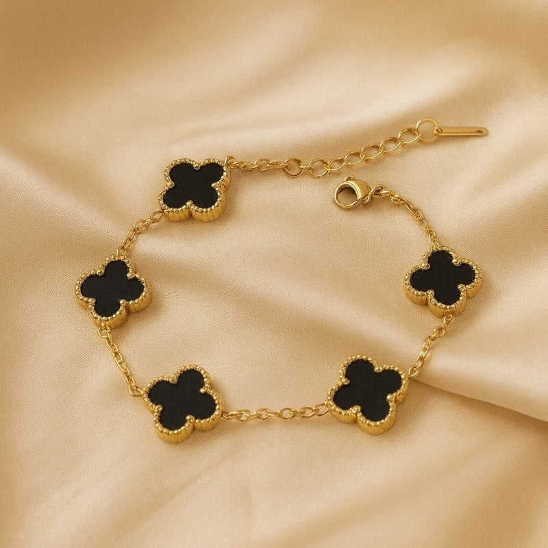 Shoperly B-57(BLACK/WHITE GOLD, BLACK AND WHITE AVAILABLE) 18k Gold Plated Stainless Steel Tarnish Free Waterproof Female Jewellery