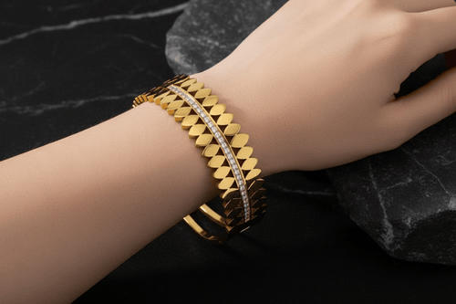 Shoperly Bracelet Zevuc bracelet 18k Gold Plated Stainless Steel Tarnish Free Waterproof Female Jewellery
