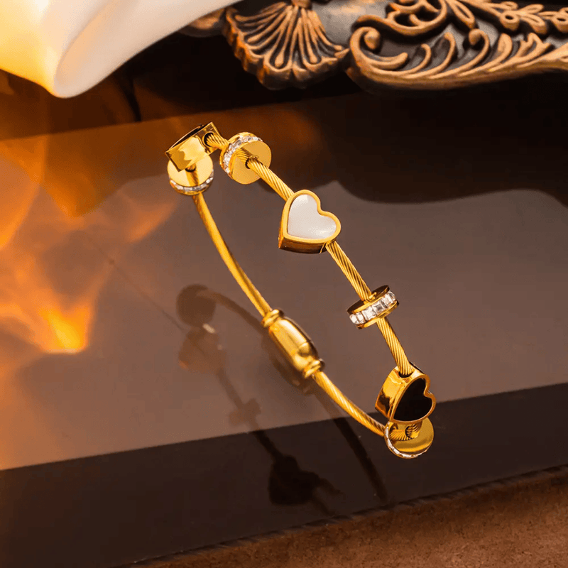 Shoperly Bracelets Waterproof 18K Gold Plated Heart Charm Bracelet Anti Tarnish