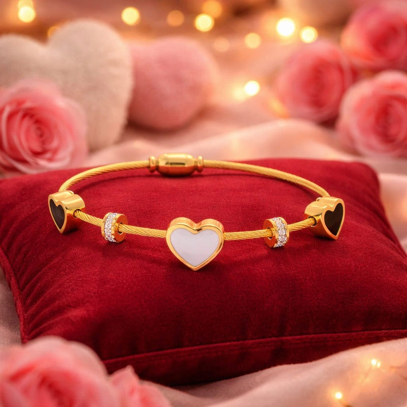 Shoperly Bracelets Waterproof 18K Gold Plated Heart Charm Bracelet Anti Tarnish