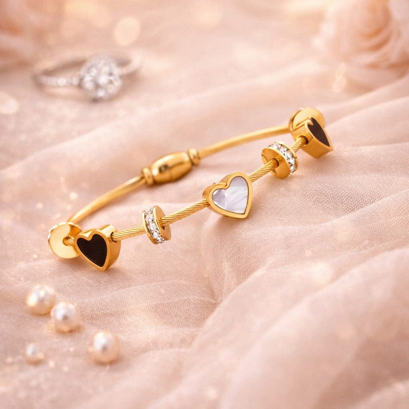 Shoperly Bracelets Waterproof 18K Gold Plated Heart Charm Bracelet Anti Tarnish