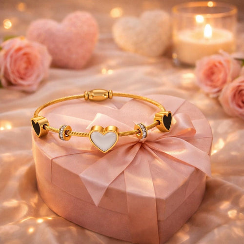 Shoperly Bracelets Waterproof 18K Gold Plated Heart Charm Bracelet Anti Tarnish