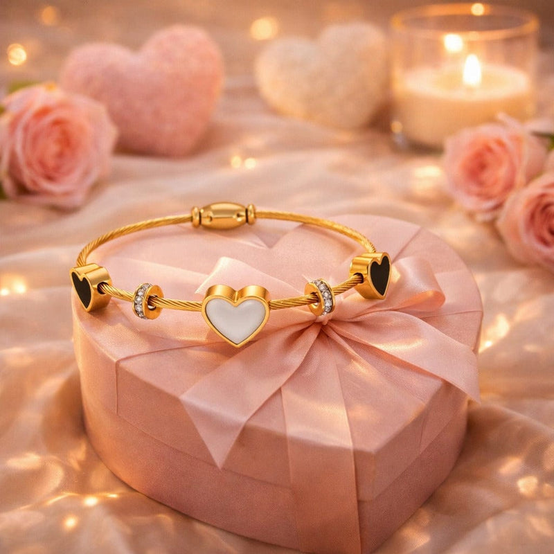 Shoperly Bracelets Waterproof 18K Gold Plated Heart Charm Bracelet Anti Tarnish