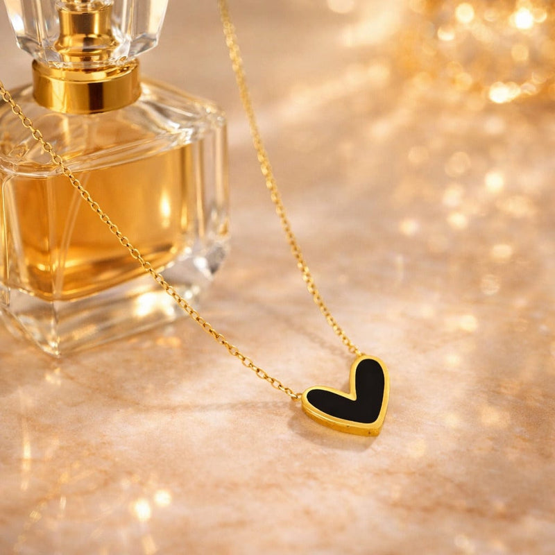 Shoperly C-293 (BLACK & WHITE) 18k Gold Plated Stainless Steel Tarnish Free Waterproof Female Jewellery