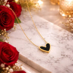 Shoperly C-293 (BLACK & WHITE) 18k Gold Plated Stainless Steel Tarnish Free Waterproof Female Jewellery