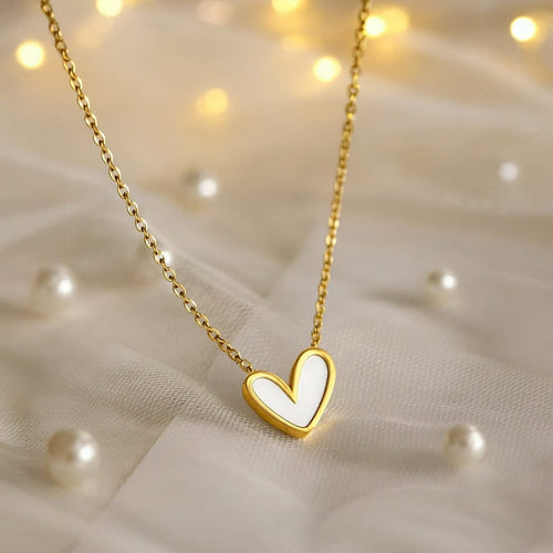 Shoperly C-293 (BLACK & WHITE) 18k Gold Plated Stainless Steel Tarnish Free Waterproof Female Jewellery