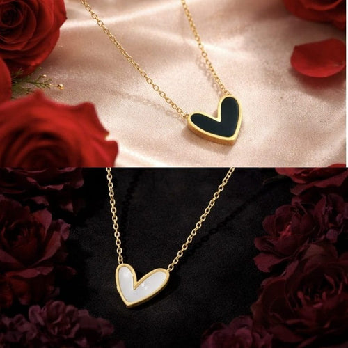 Shoperly C-293 (BLACK & WHITE) 18k Gold Plated Stainless Steel Tarnish Free Waterproof Female Jewellery