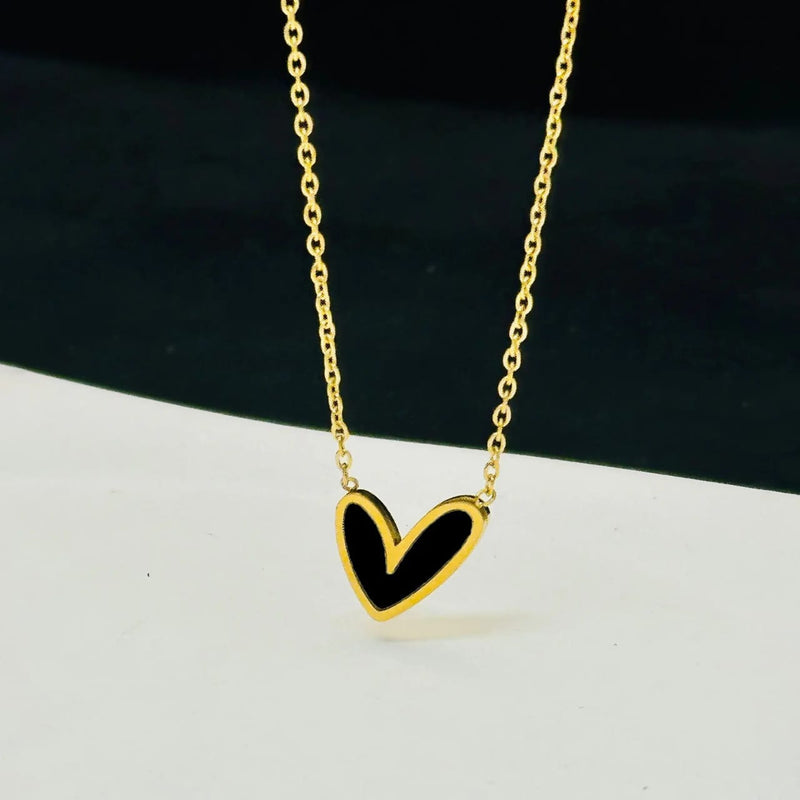 Shoperly C-293 (BLACK & WHITE) 18k Gold Plated Stainless Steel Tarnish Free Waterproof Female Jewellery