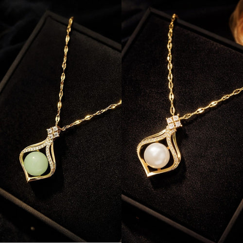 Shoperly C-316(GREEN, WHITE) 18k Gold Plated Stainless Steel Tarnish Free Waterproof Female Jewellery