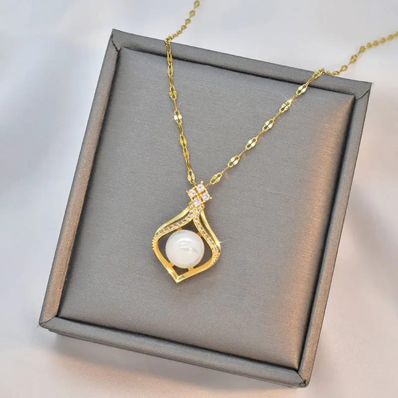 Shoperly C-316(GREEN, WHITE) 18k Gold Plated Stainless Steel Tarnish Free Waterproof Female Jewellery
