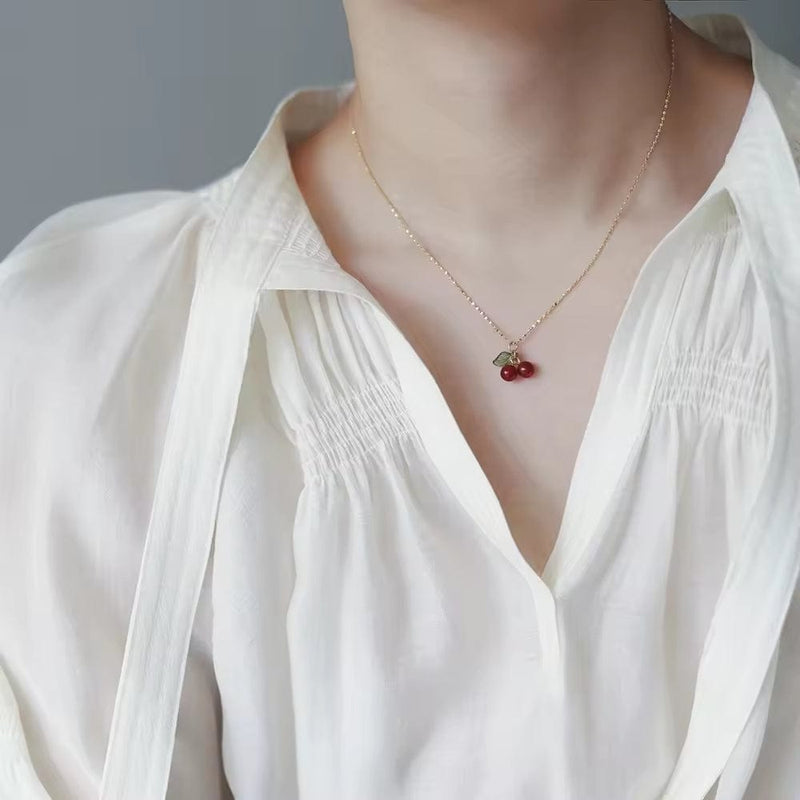 Shoperly Cherry chain 18k Gold Plated Stainless Steel Tarnish Free Waterproof Female Jewellery