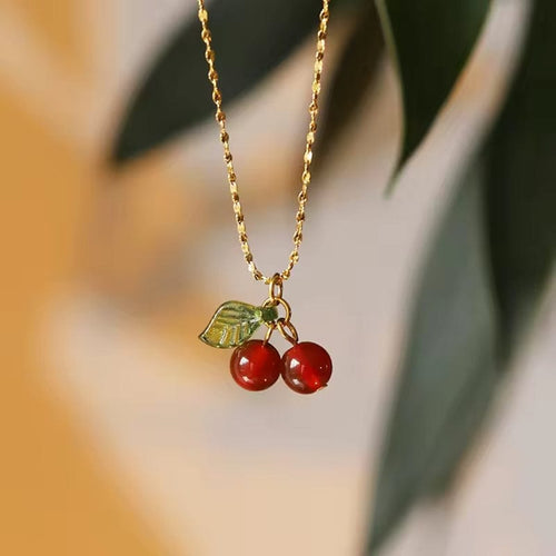 Shoperly Cherry chain 18k Gold Plated Stainless Steel Tarnish Free Waterproof Female Jewellery