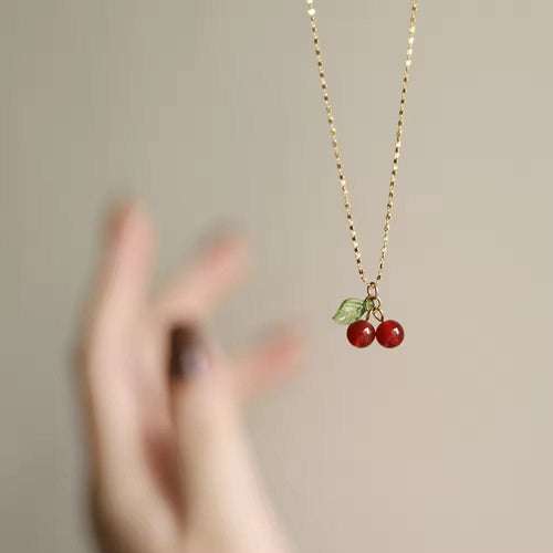 Shoperly Cherry chain 18k Gold Plated Stainless Steel Tarnish Free Waterproof Female Jewellery