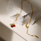Shoperly Cherry chain 18k Gold Plated Stainless Steel Tarnish Free Waterproof Female Jewellery