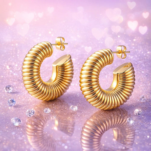 Shoperly ES-238 18k Gold Plated Stainless Steel Tarnish Free Waterproof Female Earrings