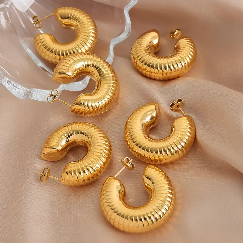 Shoperly ES-238 18k Gold Plated Stainless Steel Tarnish Free Waterproof Female Earrings