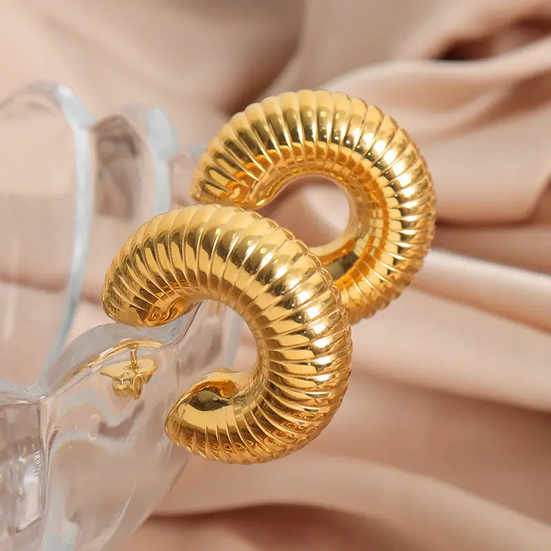 Shoperly ES-238 18k Gold Plated Stainless Steel Tarnish Free Waterproof Female Earrings