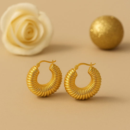 Shoperly ES-252 18k Gold Plated Stainless Steel Tarnish Free Waterproof Female Jewellery