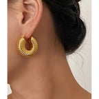Shoperly ES-252 18k Gold Plated Stainless Steel Tarnish Free Waterproof Female Jewellery