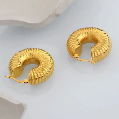 Shoperly ES-252 18k Gold Plated Stainless Steel Tarnish Free Waterproof Female Jewellery