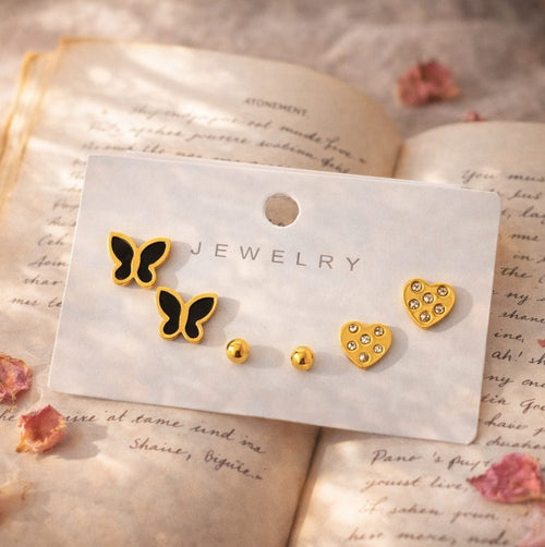 Shoperly ES-286 18k Gold Plated Stainless Steel Tarnish Free Waterproof Female Jewellery