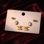 Shoperly ES-296 18k Gold Plated Stainless Steel Tarnish Free Waterproof Female Jewellery