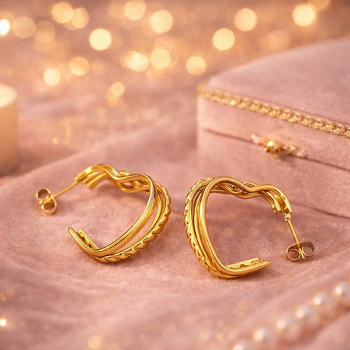 Shoperly ES-299 18k Gold Plated Stainless Steel Tarnish Free Waterproof Female Jewellery