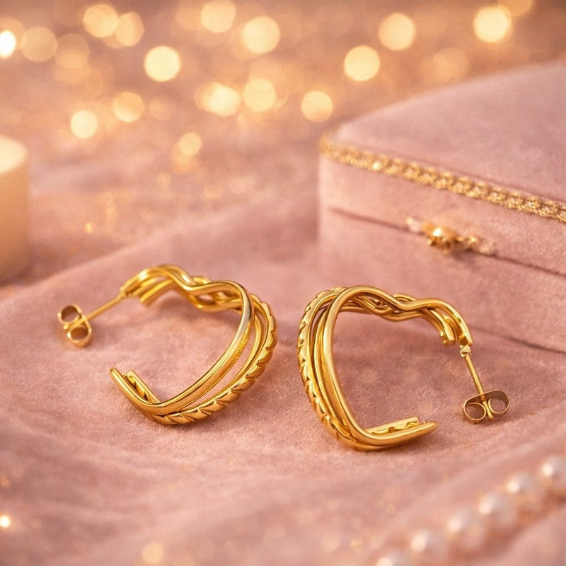 Shoperly ES-299 18k Gold Plated Stainless Steel Tarnish Free Waterproof Female Jewellery