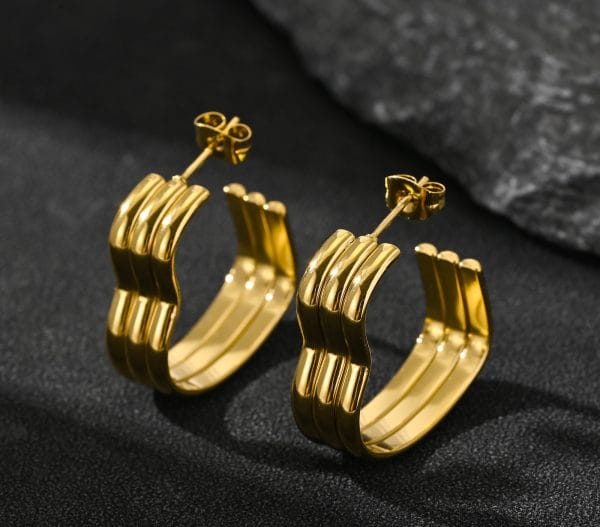 Shoperly ES-300 18k Gold Plated Stainless Steel Tarnish Free Waterproof Female Jewellery