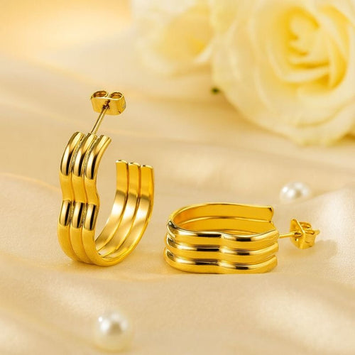 Shoperly ES-300 18k Gold Plated Stainless Steel Tarnish Free Waterproof Female Jewellery
