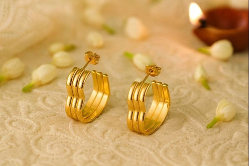 Shoperly ES-300 18k Gold Plated Stainless Steel Tarnish Free Waterproof Female Jewellery
