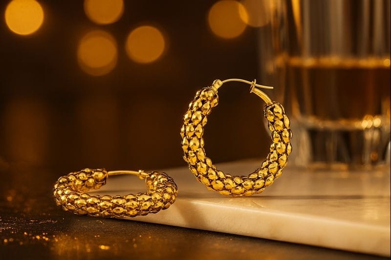 Shoperly ES-301 18k Gold Plated Stainless Steel Tarnish Free Waterproof Female Jewellery