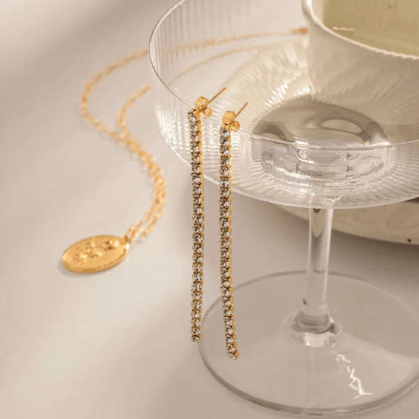 Shoperly ES-312-18k Gold Plated Stainless Steel Tarnish Free Waterproof Female Earrings