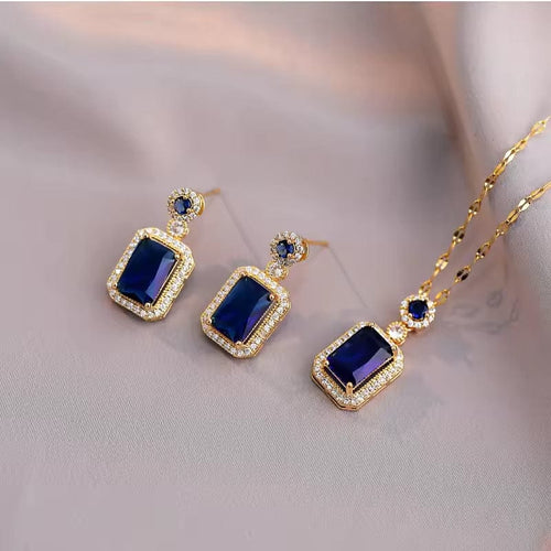 Shoperly JS-9-BLUE 18k Gold Plated Stainless Steel Tarnish Free Waterproof Female Jewellery